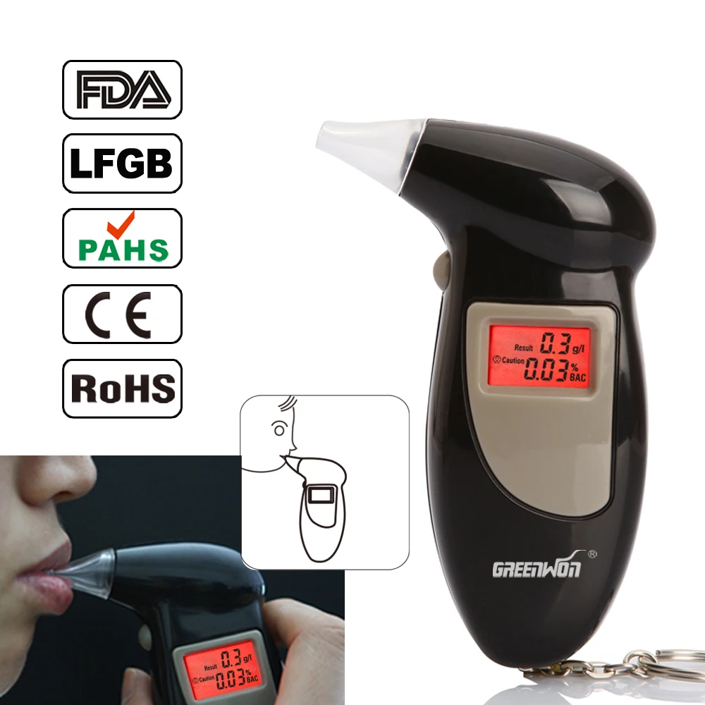 Greenwon Digital LCD Smart Breath Alcohol Tester For Car Auto Safety Breathalyzer Analyser Detector Test Keychain
