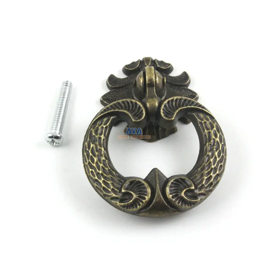 10 Pieces Antique Brass Furniture Handle Knob Jewelry Box