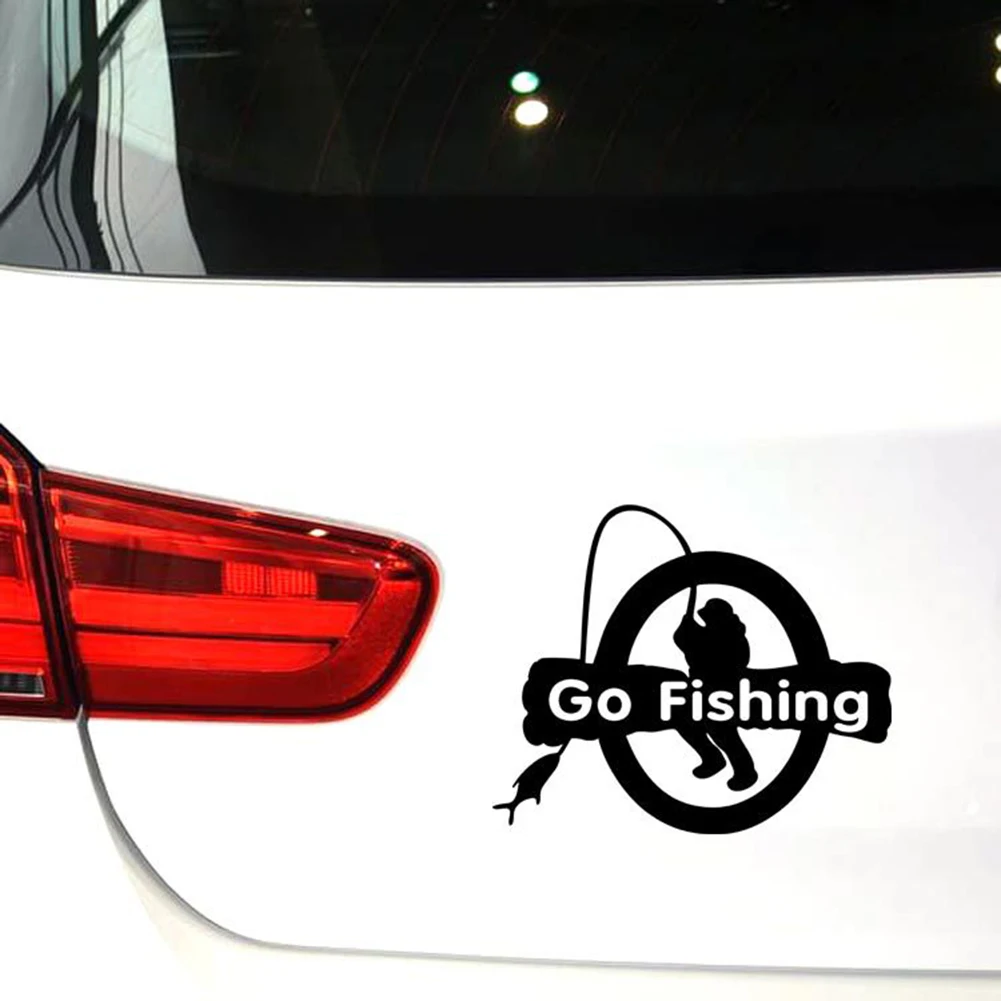 

25*19CM Car Styling Auto Vinyl Black Cat Motorcycle Waterproof GO FISHING Car-styling Reflective Car-covers Accessories