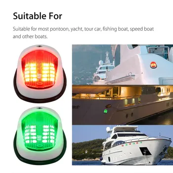 

2pcs Universal ABS Signal Lamp LED Navigation Light Lamp LED Navigation Lights for Port Starboard Marine Boat Yacht Red Green