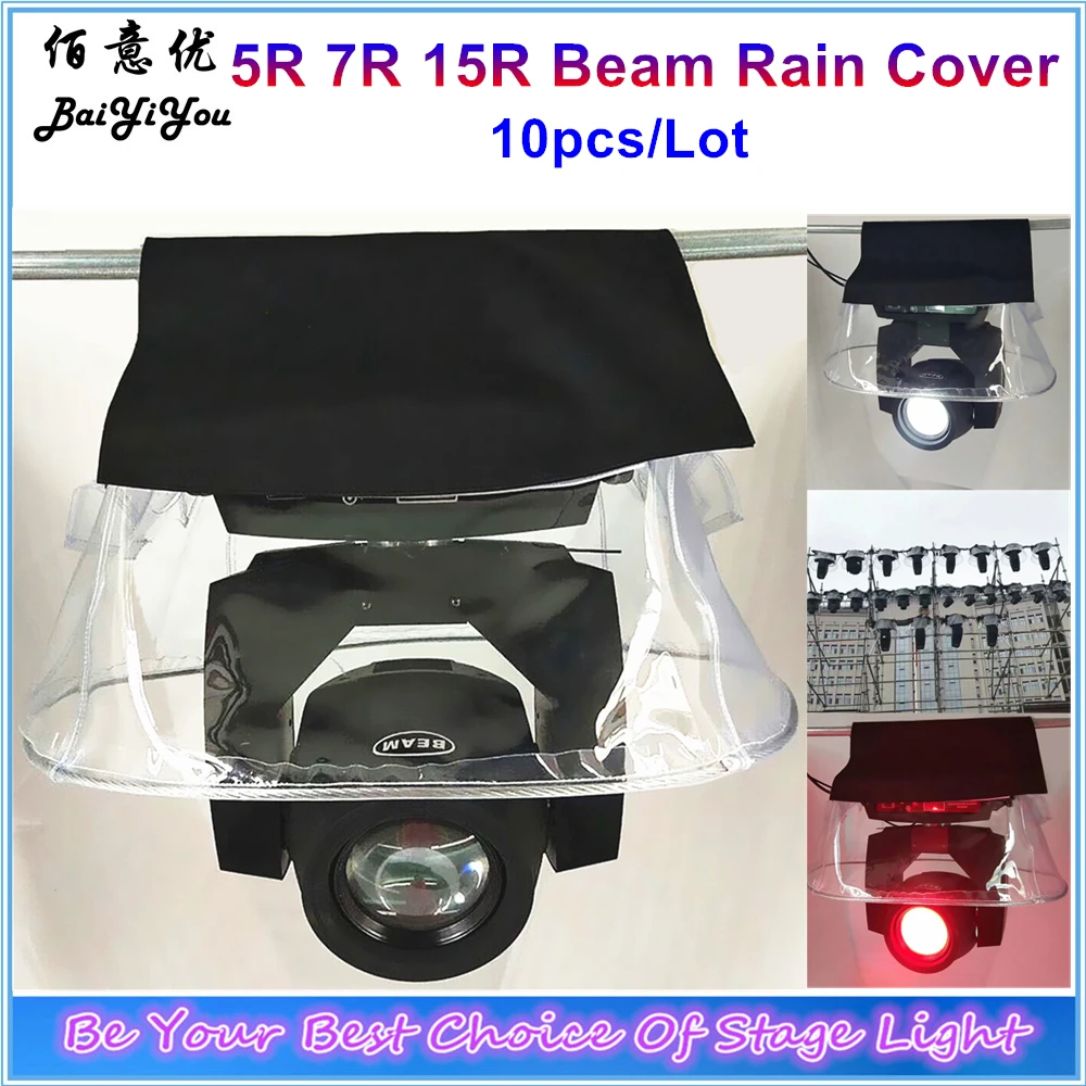 

10x Moving Head Cloth Rain Cover Add Crystal Plastic Rain Snow Coat For Beam200/230/330 Beam Outdoor Performance No Affect Light