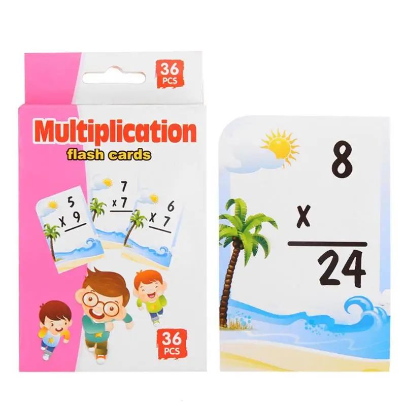 Детские 36 английские Обучающие карты для изучения математики со спицами Дети раннего детского образования цифровой фракции карты обучения математическая игрушка - Цвет: multiplication