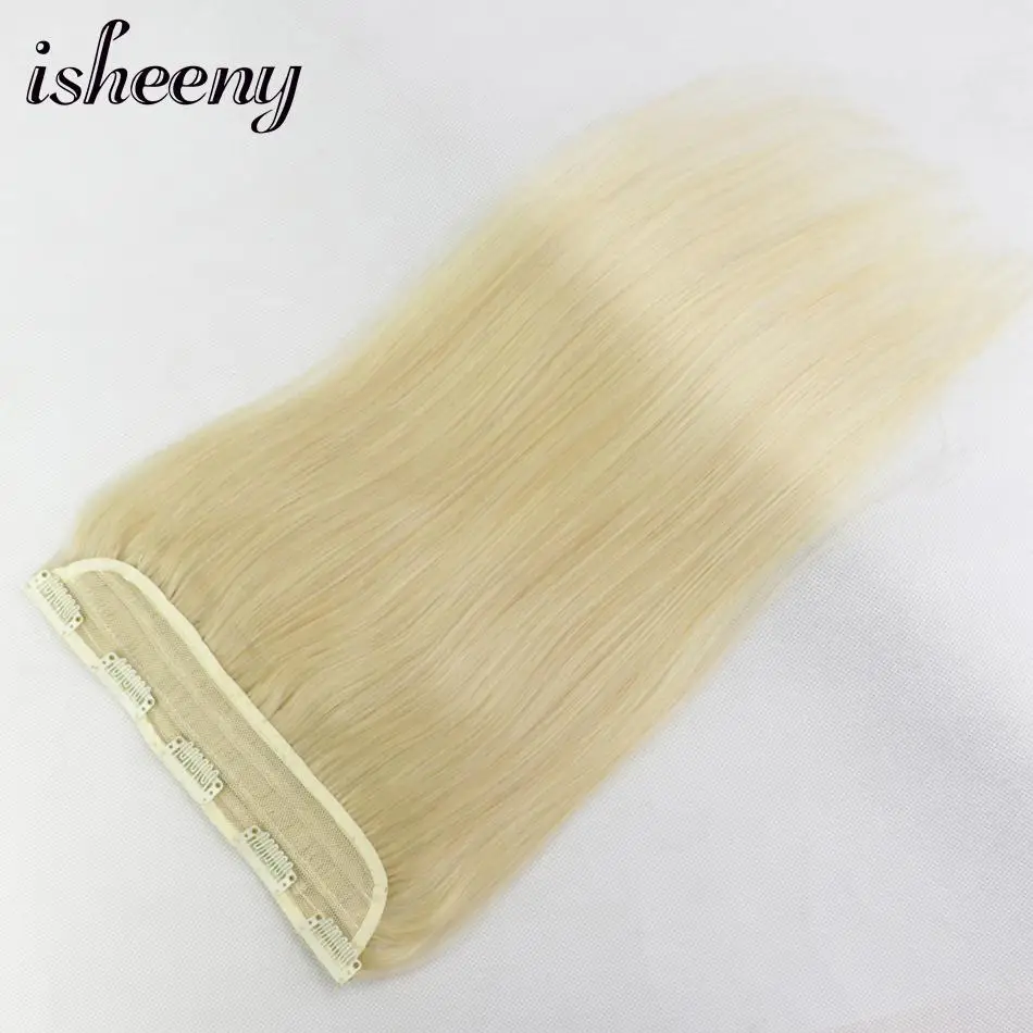 Isheeny, 14 дюймов, 18 дюймов, 22 дюйма, 1 шт., бразильские заколки для волос, Tic Tac, 5 клипов, remy, прямые волосы на заколках для наращивания