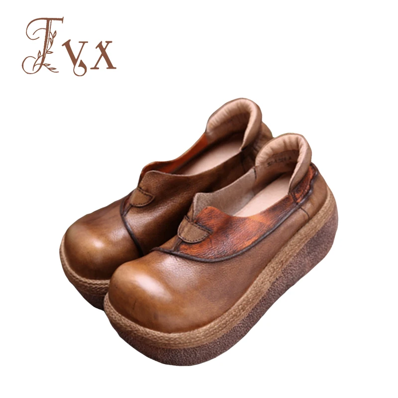 

Tayunxing handmade shoes genuine leather wedges high heel women pumps comfort casual retro slip-on leisure 358-1