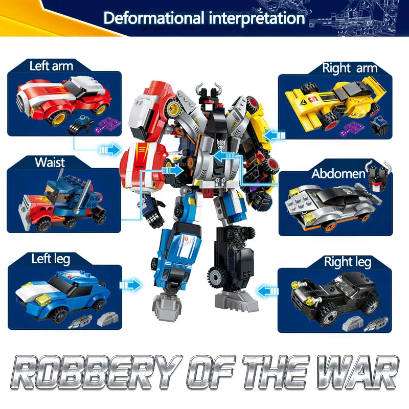 1409 NEW 518PCS 6 In 1 Action Mecha Transformation Robot Building Blocks Compatible with Legoed Supercar Creative DIY Toy Bricks 1409 NEW 518PCS 6 In 1 Action Mecha Transformation Robot Building Blocks Compatible with Legoed Supercar Creative DIY Toy Bricks