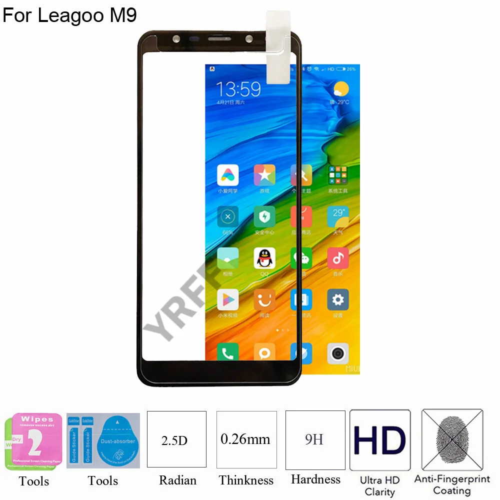 

2PCS For Leagoo M9 Tempered Glass Protective Explosion-proof Screen Protector Film For Leagoo M9 2.5D 9H 0.26mm HD