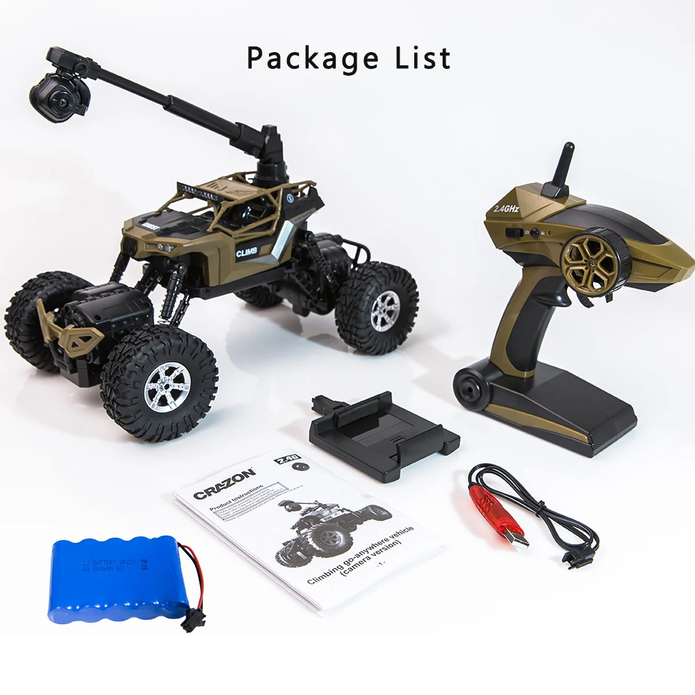 RC Car 1/16 2 4G 480P камера дистанционного управления скалолазания Wi Fi FPV 2CH 4WD двойной