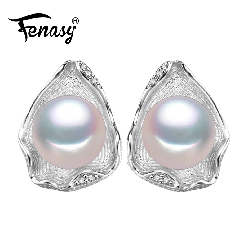 FENASY charms freshwater pearl jewelry Geometric bohemian pearl earrings fashion S925 sterling silver Stud Earrings for women FENASY charms freshwater pearl jewelry Geometric bohemian pearl earrings fashion S925 sterling silver Stud Earrings for women