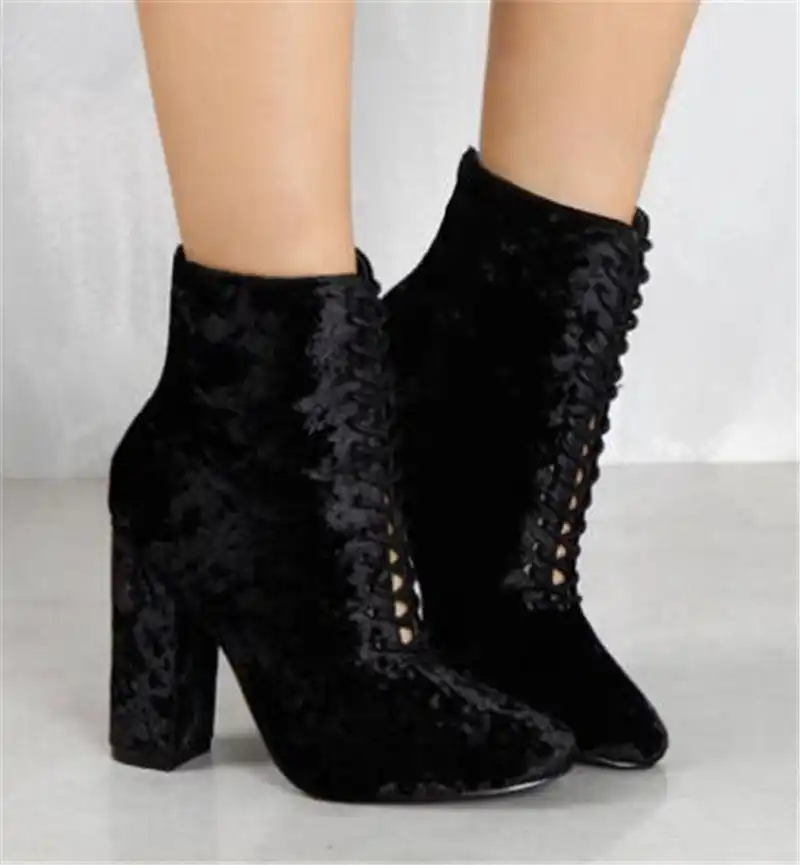 Botines de terciopelo negro Clearance