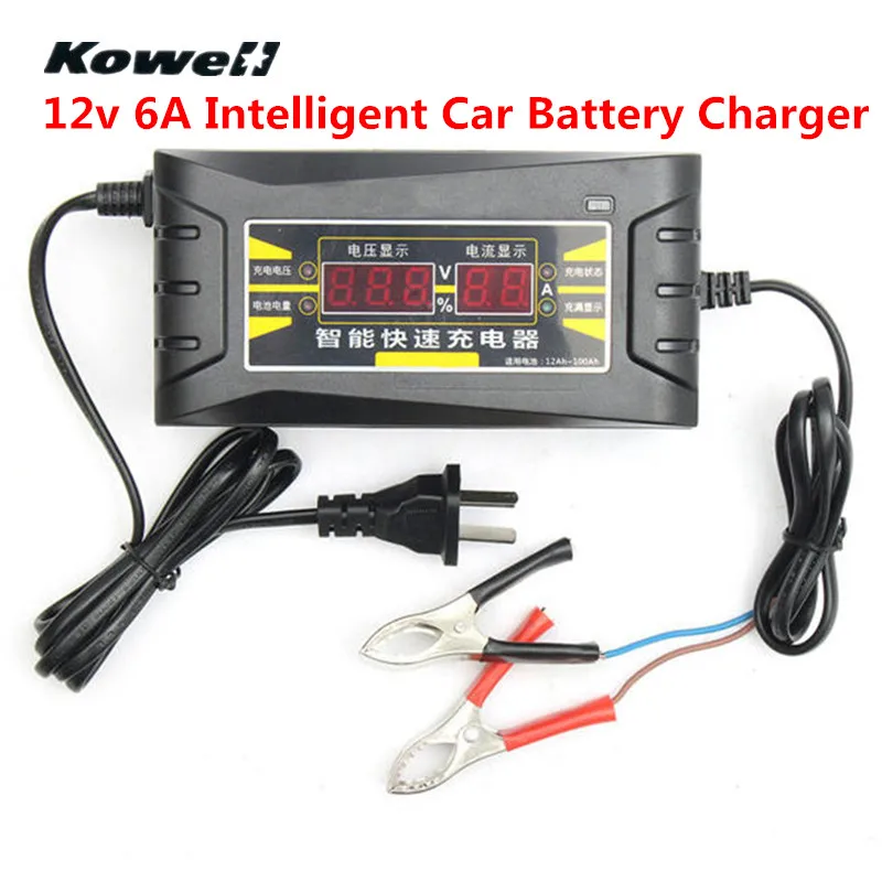 KOWELL New Car Battery Charger 12v Intelligent 6A Automatic Smart Fast Battery Charger LCD Display Souer Charger for Car Battery