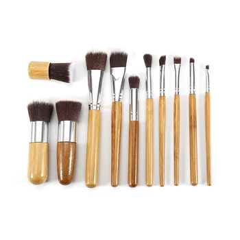 11 PCS Bamboo Handle Makeup Brushes Powder Concealer Foundation Brush Facial Mask Beauty Face Make up Brush Cosmetics Tools Set 1