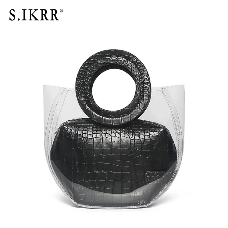 S.IKRR Summer mother bag transparent lady bag jelly multicolor luxury designer handbags high quality