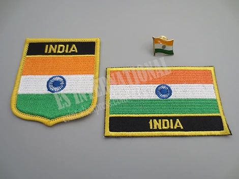 

National Flag Embroidery Patches and Metal Flag Lapel Pin INDIA