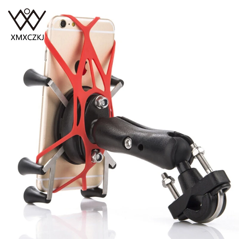 XMXCZKJ Motorcycle Handlebar Bike Mobile Cell Phone Mount Holder Support Bicycle Silicone X-grip Ph