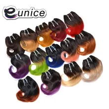 Накладные волосы Омбре, 8 дюймов, короткие, объемные, волнистые, прическа Eunice, волосы, два тона, синтетические волосы, пряди, 4 шт./лот, Африканское волокно