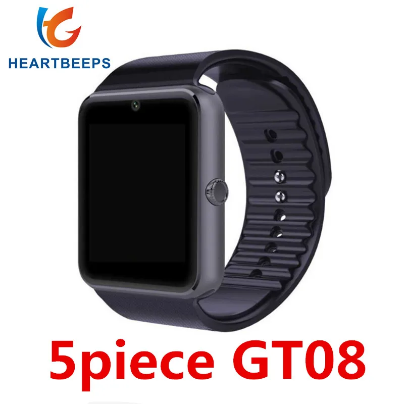 

5 piece GT08 Smart Watch Clock Hours Sync Notifier Support SIM TF Card Camera Connectivity Android Phone Smartwatch
