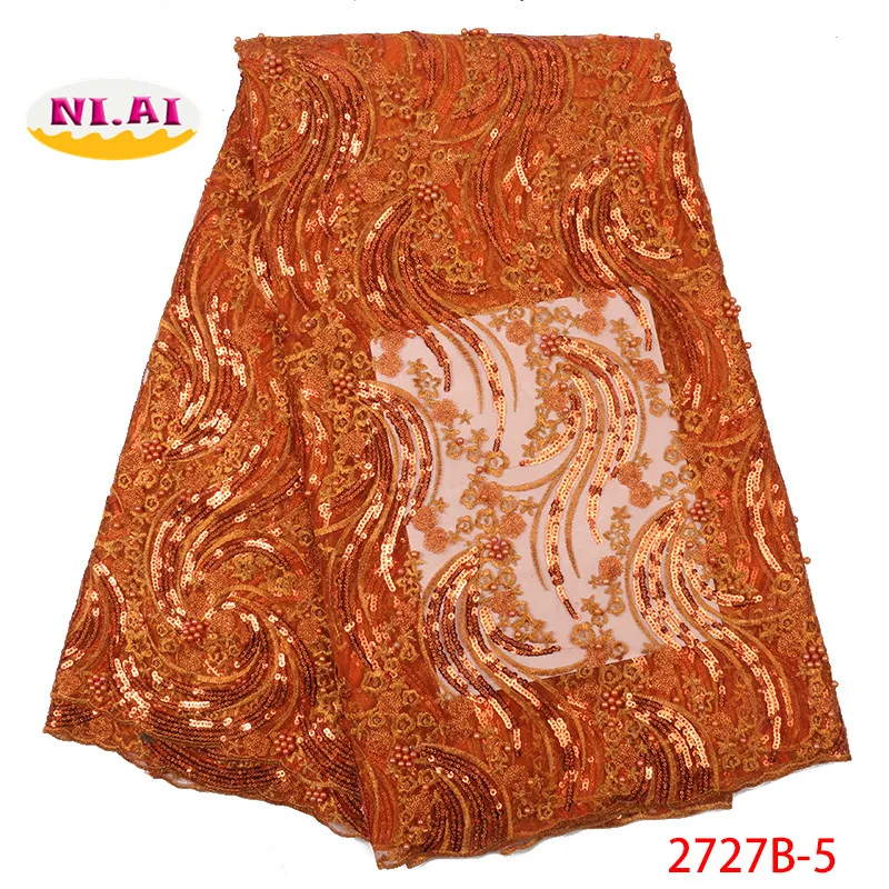 

Nigeria Lace Fabric 2019, Sequin Beaded Lace For Dresses, Burnt Orange Wedding Lace Materials Mr2727b