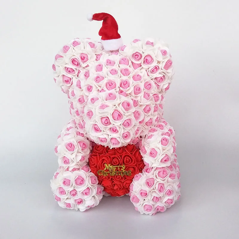 teddy bear rose bear with heart artificial roses foam roses flower Christmas decoration for home. christmas gift - Цвет: pink1