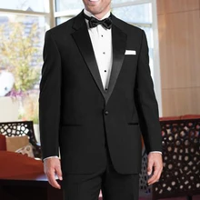 Костюм черного цвета с двумя пуговицами(куртка+ штаны+ галстук), специальный костюм на заказ, итальянская высококачественная шерсть без примеси