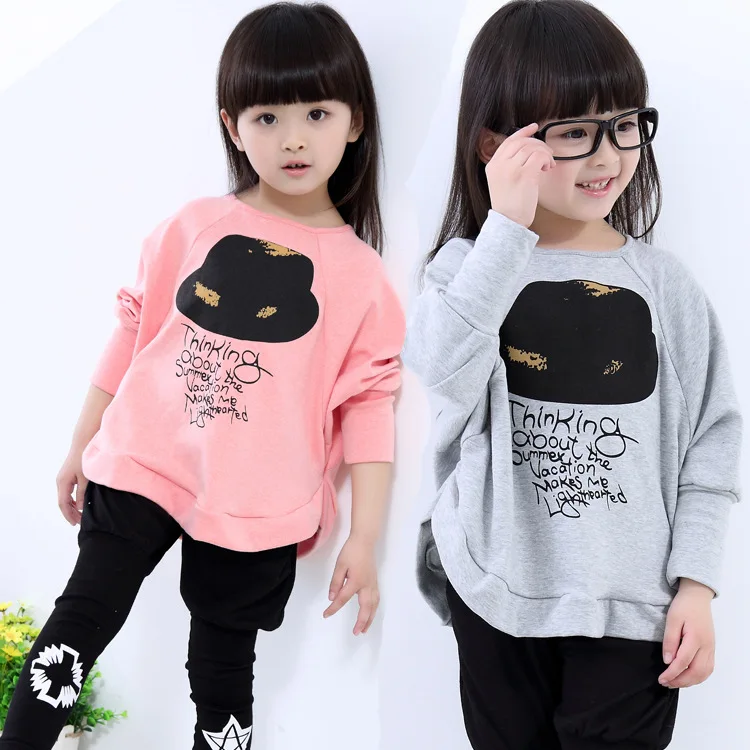 

2017 Hot Sale Fashion Girls Bat T shirt Cotton Loose Girls Clothes Sweatshirts Hoodies Toddler Girls Kids 2-14Y Kids