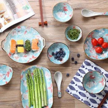 

Japanese Style Ceramic Bowl Rice Soup Noodle Home Sauce Bowl Sushi Fish Dinner Plate C