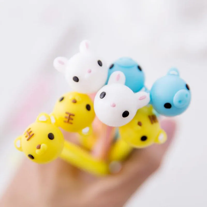 

1pc Cartoon Pen Cute Animal Head 0.38mm Full Needle Gel Pen Kawaii Tiger Panda Head Black Pen Office School Supplies Stationery