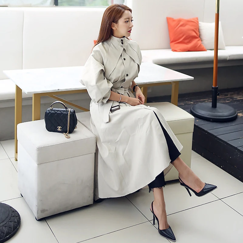 Goede Nieuwe collectie hoge kwaliteit vrouwen mode comfortabele losse a lijn trenchcoat professionele temperament outdoor warme lange geul