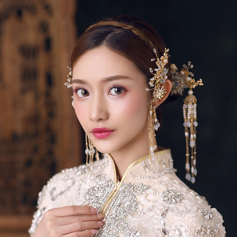 Chinese Style Traditional Bridal Headdress Wedding Hair