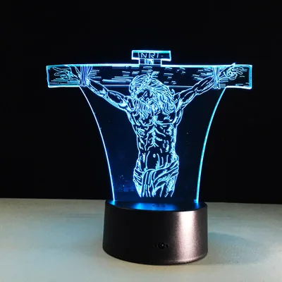Иисуса 3D спальня огни Светодиодный Ночник USB настольные лампы Декор для дома 7 цветов подарок домашний декор клиент подарок Настольный свет
