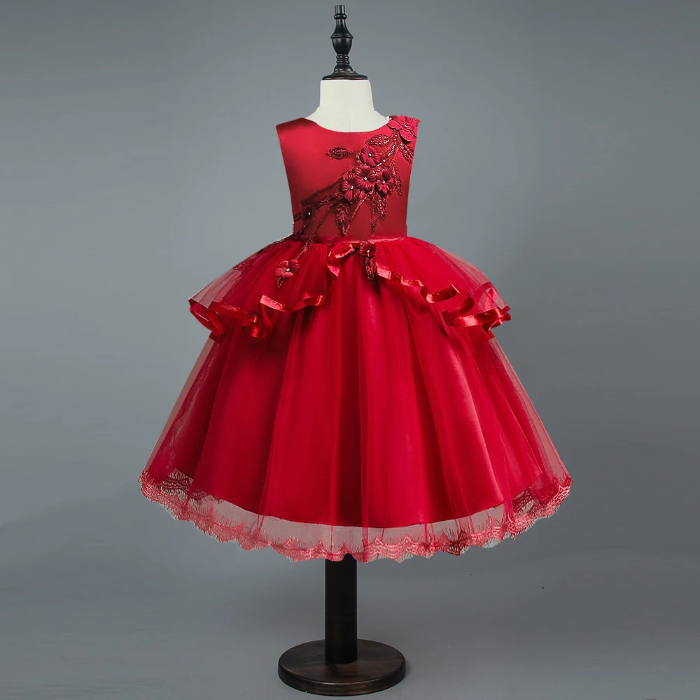 

Fancy Girls Birthday Wedding Party Dress Kids Flower Tutu Princess Kids Dresses For Girl Children Clothes New Year Costume