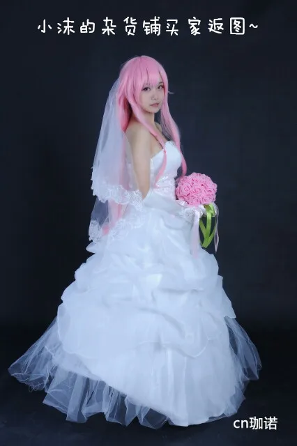 2017 Yuno Gasai White Wedding Dress Future Diary Mirai Nikki