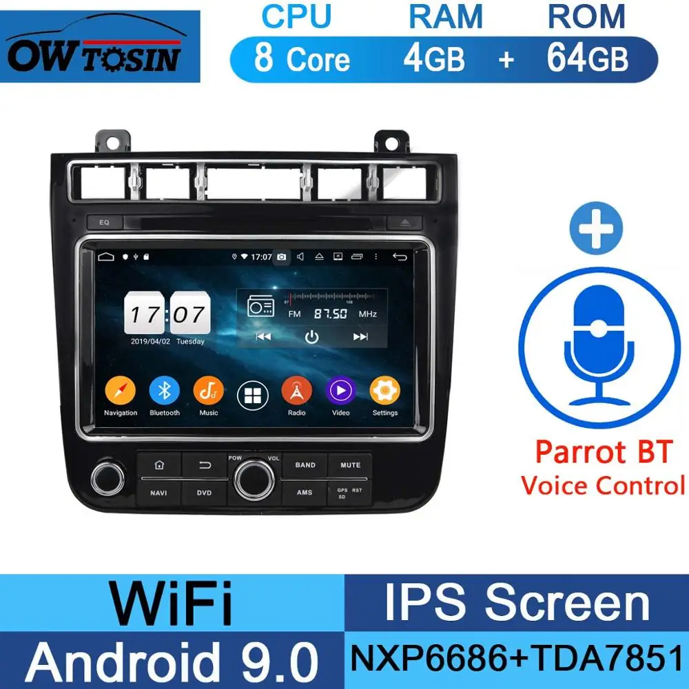 1920*1080 " ips 8 Core 4G+ 64G Android 9,0 Автомобильный мультимедийный плеер для VW Volkswagen Touareg gps Радио DSP Parrot BT - Цвет: 64G Parrot BT