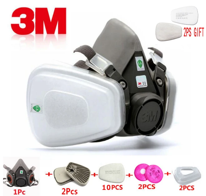 

17 in 1 3M 6200 Industrial Half Mask Spray Paint Gas Mask Respiratory Protection Safety Work Dust-proof Respirator Mask Filter