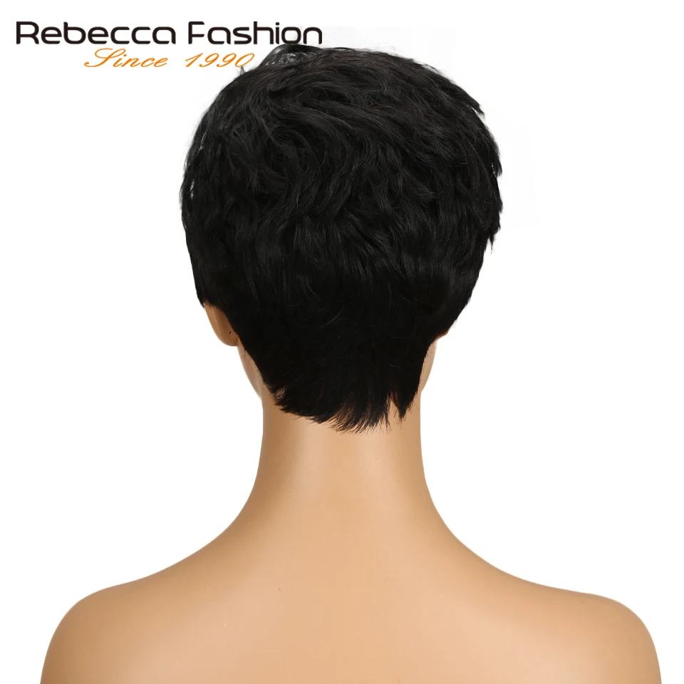 Rebecca Mix Color Short Wavy Wig Peruvian Remy Human Hair Wigs For Black Women Brown Red Natural Wave Wig Free Shipping WH DINA