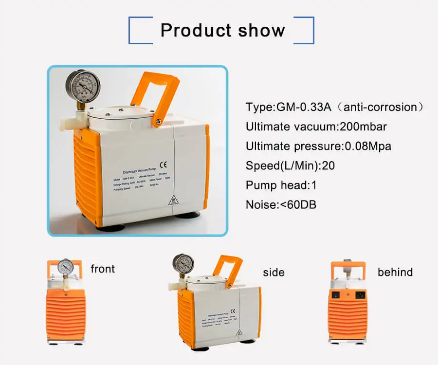 0.33A anti-corrosion Laboratory Diaphragm Vacuum Pump -2