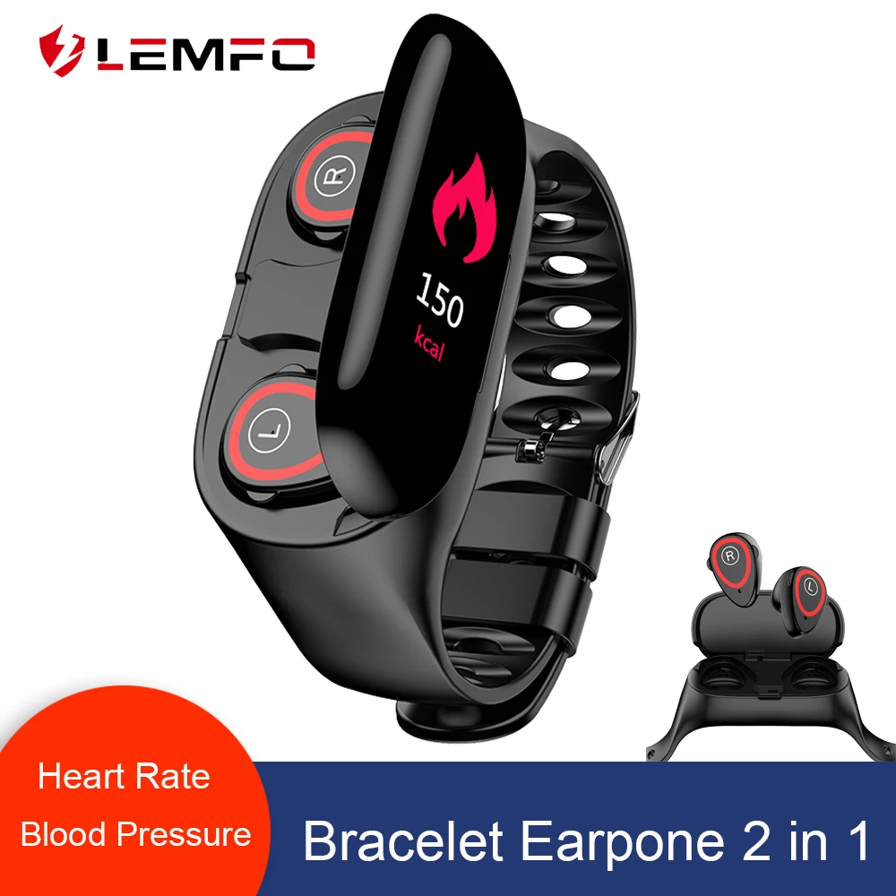 

LEMFO M1 Dual Bluetooth 4.2 Earphone Smart Bracelet Heart Rate Blood Pressure Tracker Smart Watch Men For IOS Android Phone