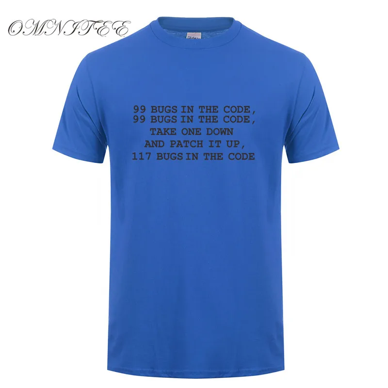 Забавный инженер 99 ошибок в коде футболка Летняя мужская с коротким рукавом Хлопок инженер футболка программиста человек OZ-037 - Цвет: as picture