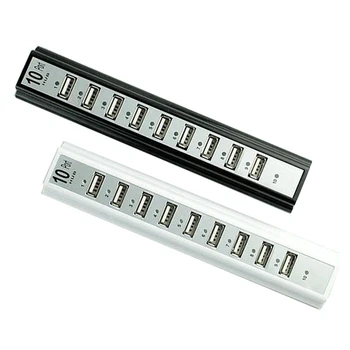 

centechia Multi Usb Splitters USB Hub 2.0 10 Ports High Speed Usb 2.0 Hub with Power Adapter for PC Laptop Notebook Computer