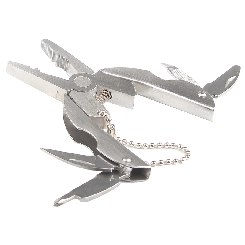 Portable Multifunction Stainless Steel Folding Plier Foldaway Knife Keychain Screwdriver 21-39-7