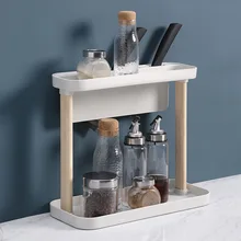 Kitchen countertop shelf multi-layer condiment storage rack solid wood floor-standing knife holder spice rack ZP7161041