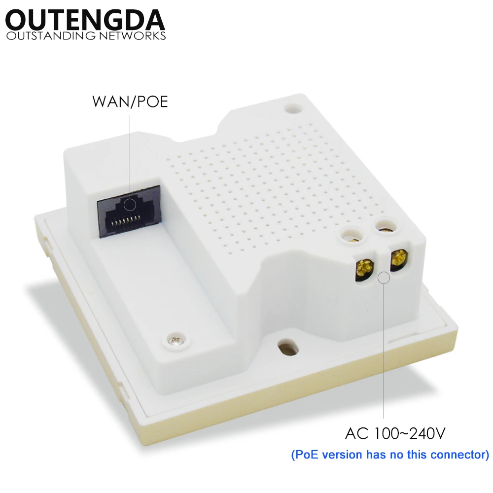 OUTENGDA 300 м 802.11N Беспроводной в стене AP для отеля умный дом точка доступа Wi-Fi маршрутизатор Ретранслятор POE поддерживается Белый/шампань