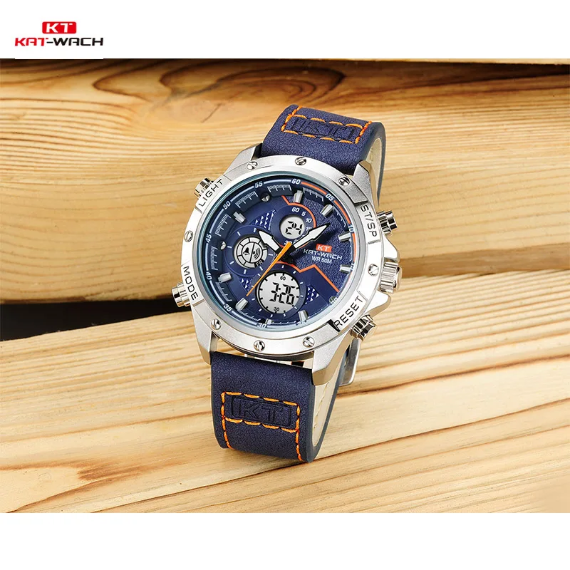 

KAT-WACH Wristwatch Men Top Brand Luxury Sports Watch Men Fashion Leather Watches Men Dual Watch rolex men diament gold watches