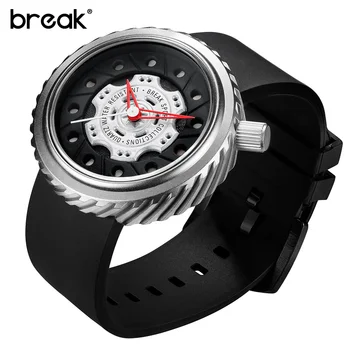 

BREAK Mens Watches Top Luxury Brand Casual Clock Men Rubber Creative Military Sport Wrist Quartz Watch Gift Relogio Masculino