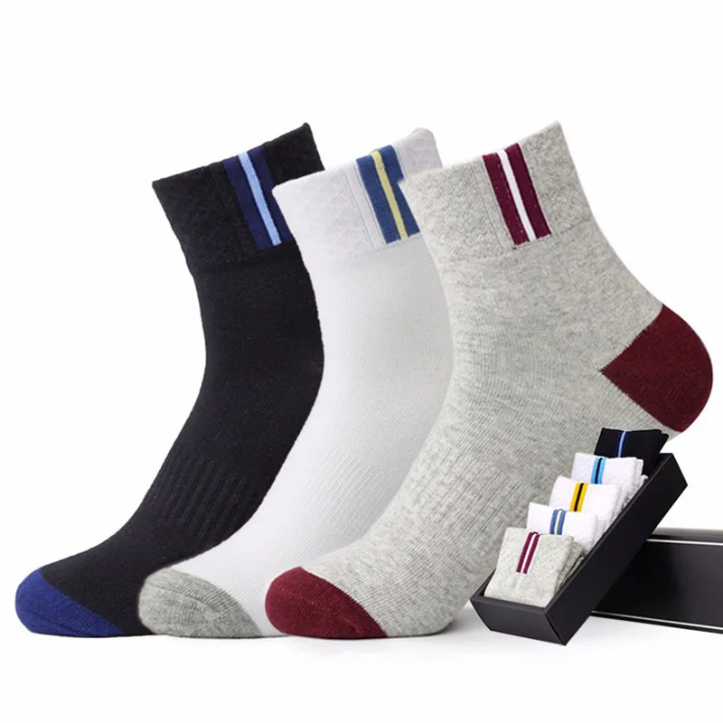 

Tube Socks Cotton Business Men's Sport Casual lable Deodorant Sweat-absorbent Fat Feet solid Black Gray Fashion Sock