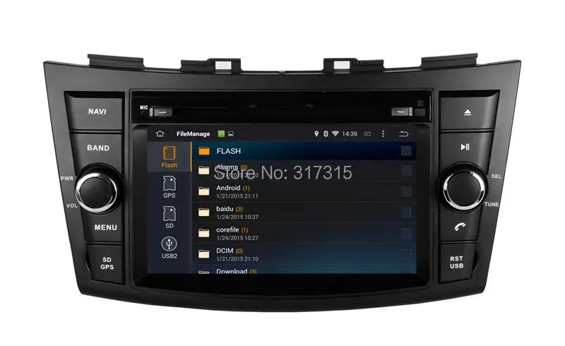 Best Android 5.1 Car DVD Player for Suzuki Swift 2011 2012 2013 with GPS Navigation Radio BT USB SD AUX Stereo WIFI 4Core 1024*600 2
