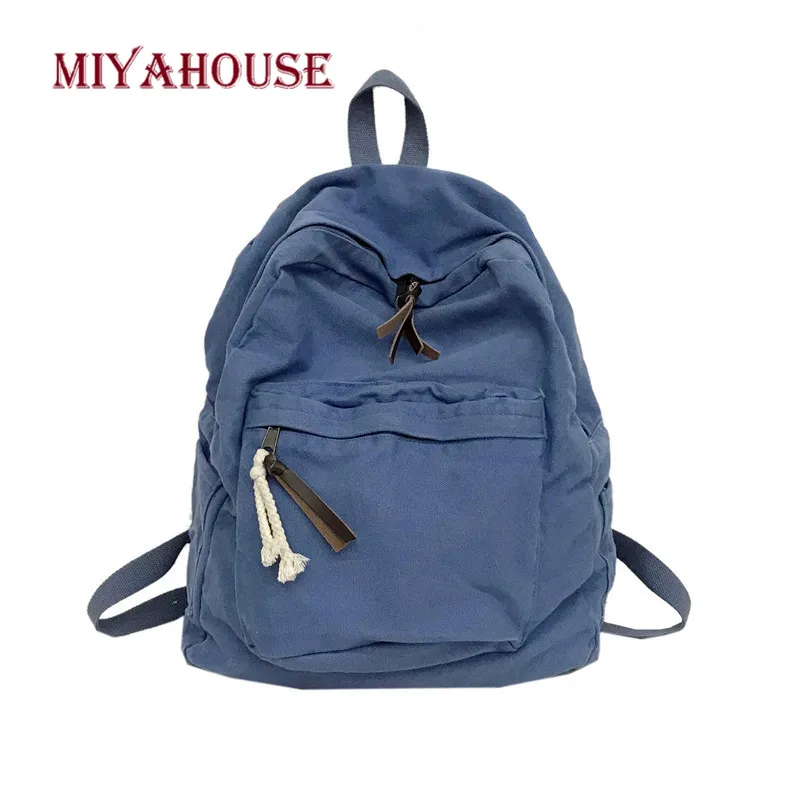 

Miyahouse Denim High Capacity Backpack Female Canvas Simple Backpack For Girls School Bag Women Solid Color Travel Bag Bolsa
