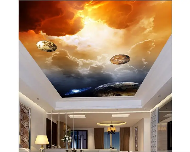

Customized 3d photo wallpaper 3d wall ceiling wallpaper murals universe space clouds bedroom frescoes 3d room wallpaper