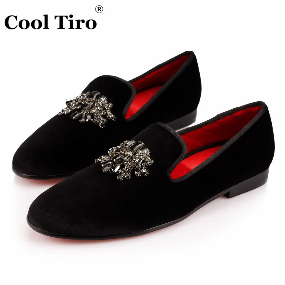 Cool TIRO/Slip-On Обувь Лоферы Одежда высшего качества черный бархат буровиков курение мода алмаз кисточкой повседневные платья свадебные туфли