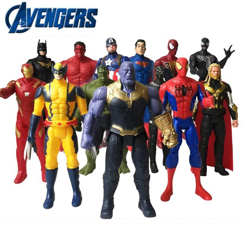 

30cm Marvel Avengers Endgame Thanos Spiderman Hulk Iron Man Captain America Thor Wolverine Action Figure Toys Dolls for Kid