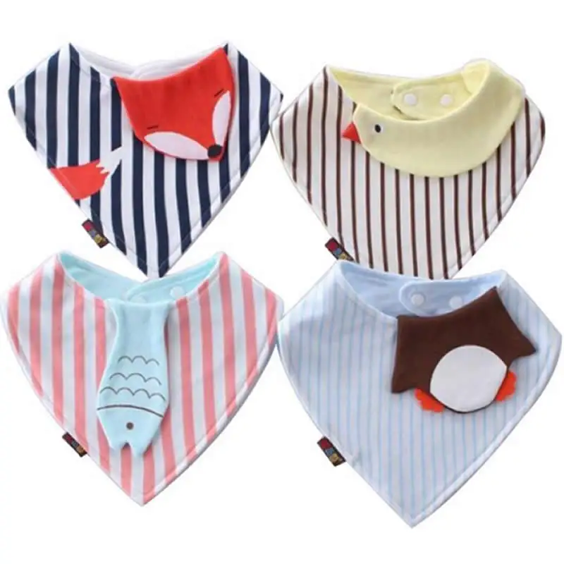 Baby bibs Three - dimensional 3D Cartoon Children 's Buckle Triangular Towel Baby Cotton Scarf Baby Supplies